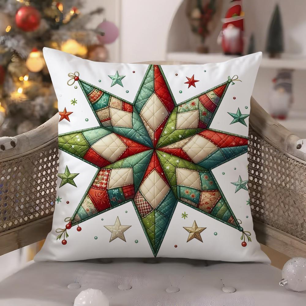 Snowflake hexagonal maple leaf print Pillow Case Comfort Sofa Bed Silky elegant Invisible zipper Decorative cushion cover