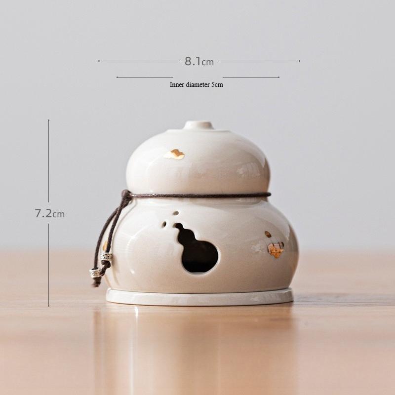 Ceramic Gourd Coil Incense Burner Zen Antique Style for Home Tea Ceremony Meditation Aromatherapy Decor Gift