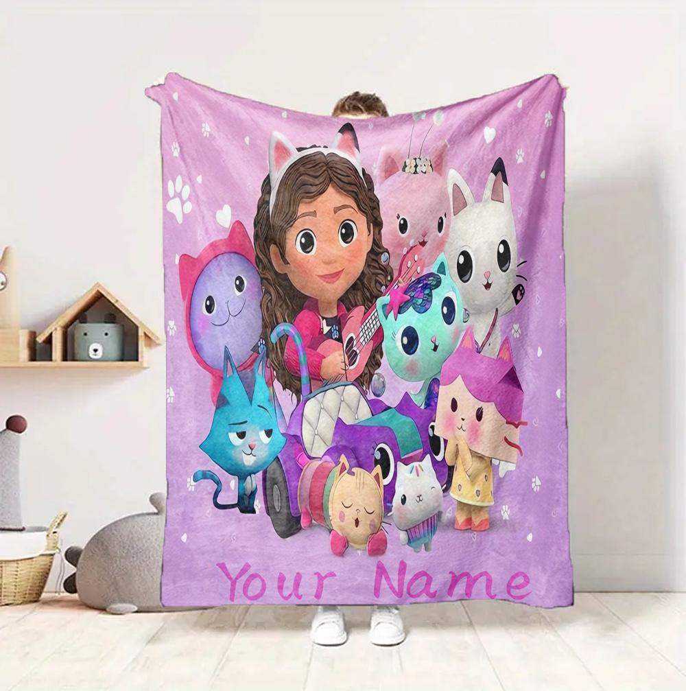 Custom Name Fairy Cat Dreams Flannel Blanket Throw Blanket Soft Warm Sofa Bed home Decor Unique Gift