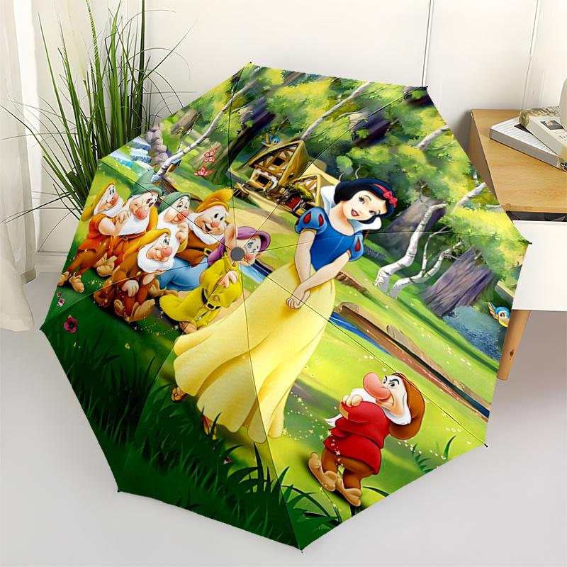 1pc Snow White and the Seven Dwarfs Automatic 3-Fold Umbrella Design, Cute Cartoon Pattern, Portable Outdoor Umbrella, Perfect, Holiday Gift