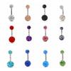 Zircon Crystal Ball Belly Button Rings Stainless Steel Shiny Body Jewelry  Accessories