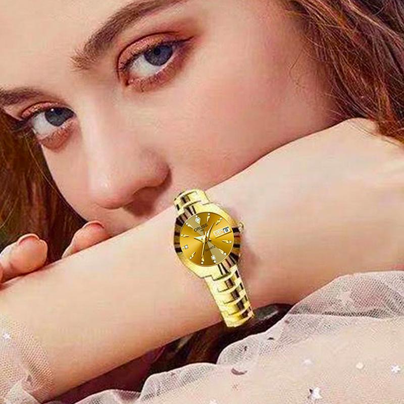 ORUSS OR03 Business Casual Womens Watch Quartz Watch Luxury Fashion Wristwatch Stainless Steel 30M Waterproof Womens Wristwatch