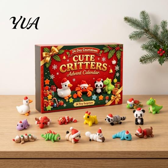 Mini Animal Collectibles 3D Printed Christmas Advent Calendar, 24-Day Figure Countdown Box Eco Friendly PLA Toys with Articulated Joints, Holiday Tree