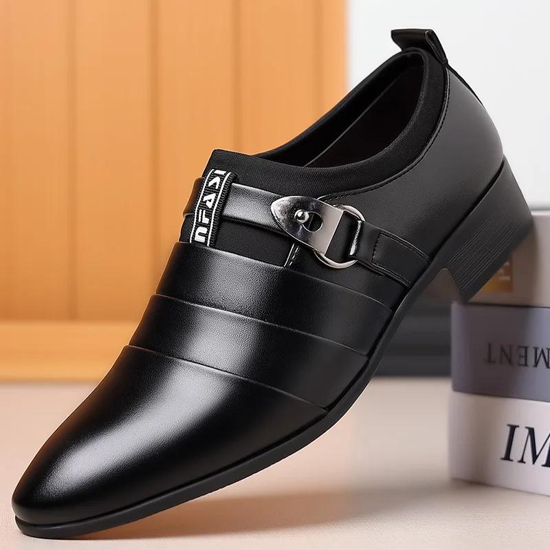 Мужские туфли на каблуке Slip on для делового костюма, свадебные туфли для мужчин, офисные туфли на каблуке, элегантные мужские туфли на каблуке