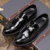 2025 New Thick-soled Heightening Men's Big-headed Leather Shoes Patent Leather Glossy Casual Thick-heeled Loafers Hairstylist Trendy Shoes