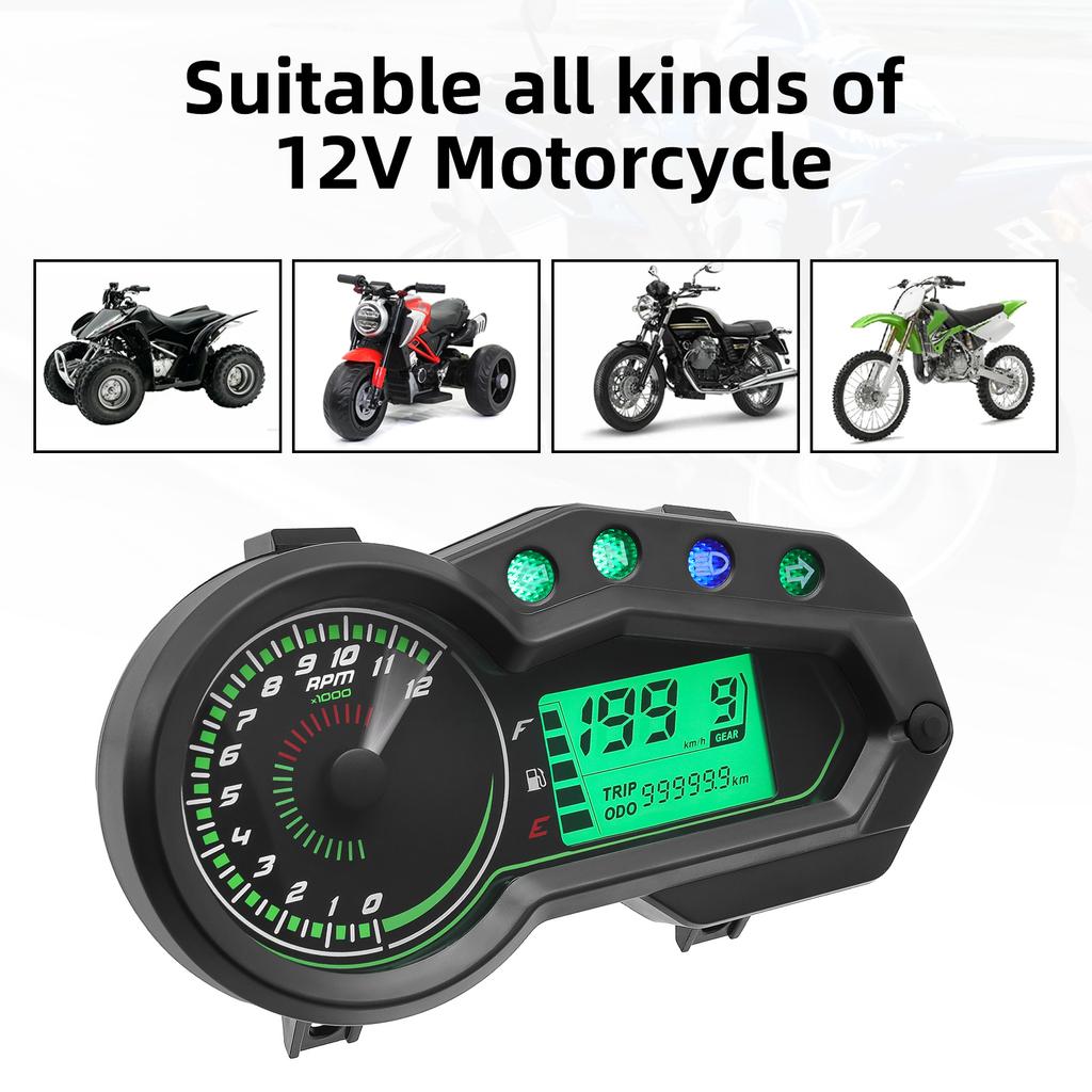 Universal Motorcycle Instrument RPM Speed Display LED Oil Gauge 140000 Tachometer Tach Dashboard For Italika 150z 150sz 170z