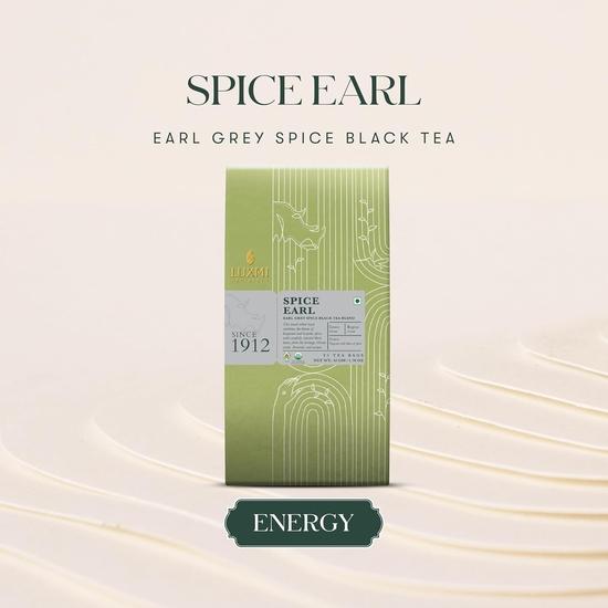 LUXMI Estates Spiced Earl Grey Tea 25 Tea Bags (50 Gm) Pack |Earl Grey Spice Black Tea Blend|Usda Certified Organic