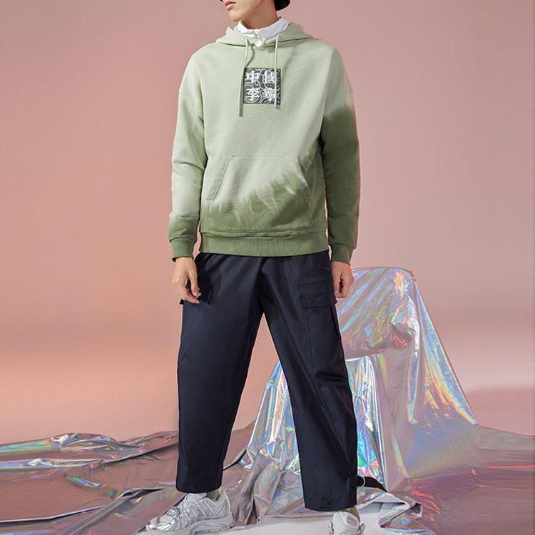 Li Ning Sports Basketball Series вышитый логотип свободная толстовка с капюшоном мужские толстовки зеленые AWDRA67-4