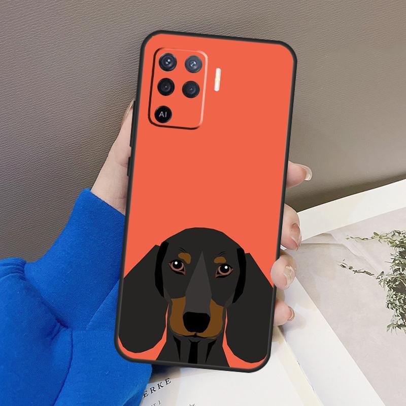 Cartoon Dachshund Sausage Dog Case For OPPO Find X5 X3 Pro A15 A74 A54 A94 A93 A91 A5 A9 A31 A53 2020 A53S A52 A72 Cover