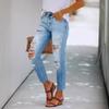 2025 Slim Fit European & American Ripped Washed Denim Jeans for Women