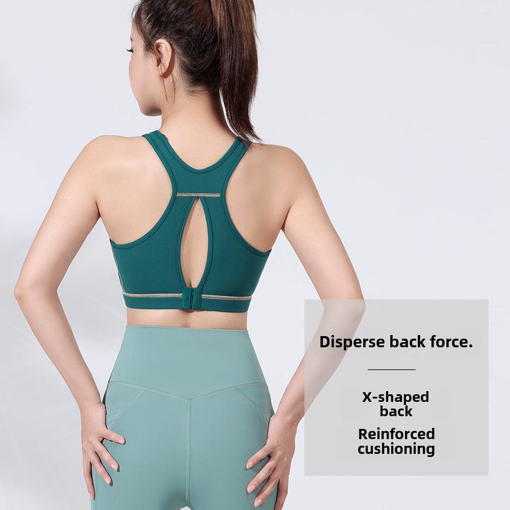 Женский спортивный бюстгальтер больших размеров контрастного цвета — поддержка для йоги и бега с красивым дизайном спины