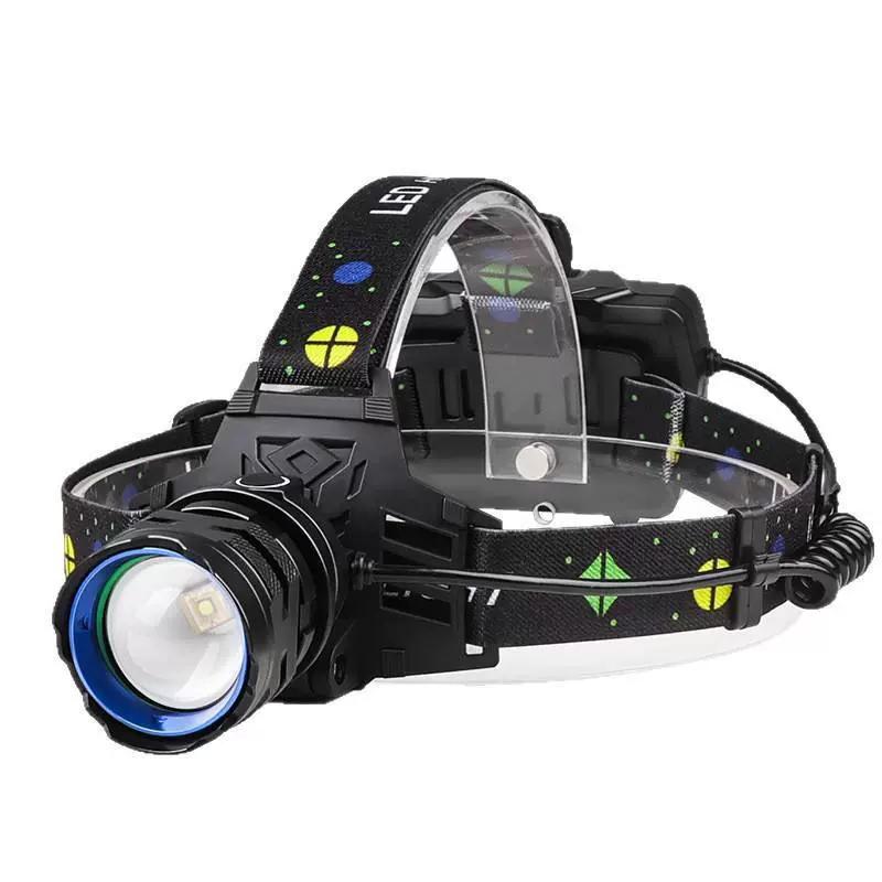 Outdoor head-mounted lighting, white laser strong light LED headlight outdoor lighting night fishing long-range charging long-range outdoor lighting,