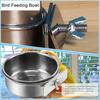 Bird Feeding Bowl Stainless Steel Parrot Feeder Birdcage Feeder Cup with Clamp