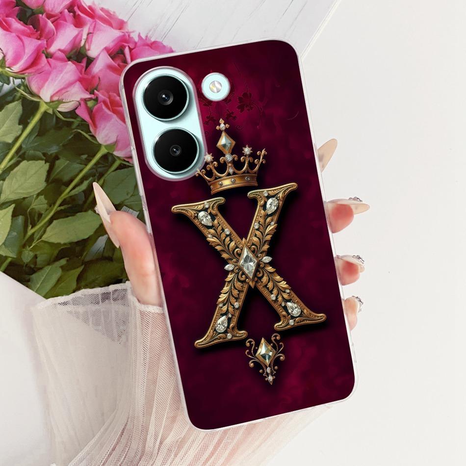 Для Xiaomi Poco X8 Pro Королевская Корона Начальная Буква Чехол для Пары Для POCO X8 Pro Max X8Pro 5G Мягкий Силикон ТПУ Бамперы