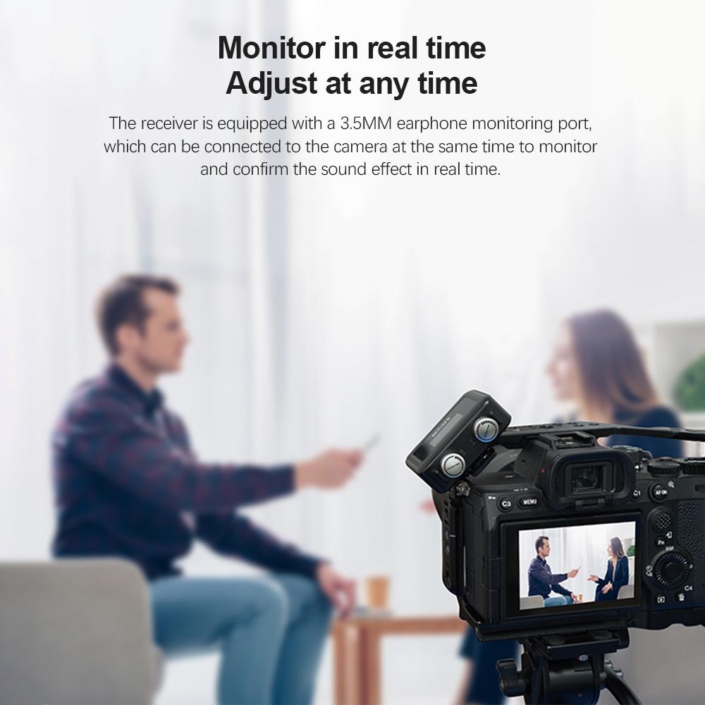 Беспроводная микрофонная система SJCAM M1 с 1 приемником и 2 микрофонами, ЖК-экраном, передача 50 м