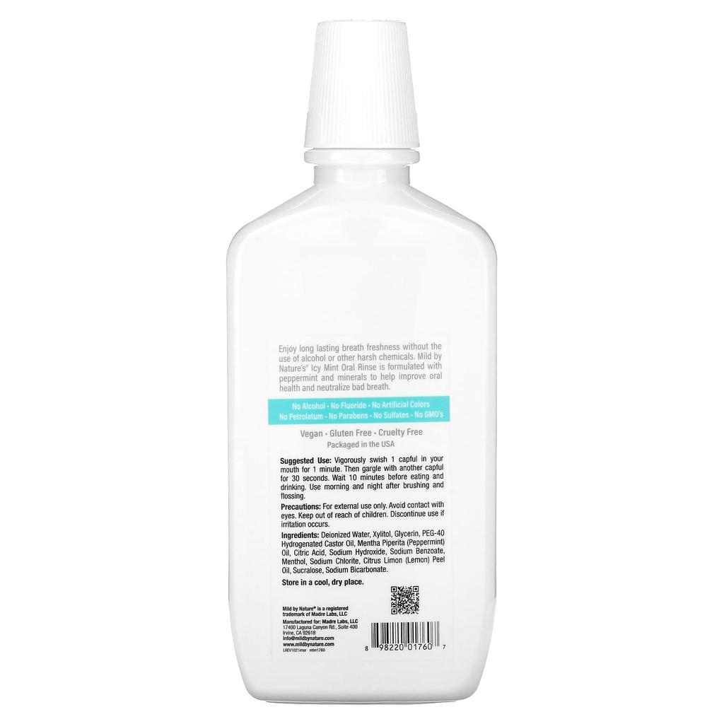 Ополаскиватель для полости рта для свежего дыхания, без спирта, ледяная мята, 473 мл (16 жидких унций)