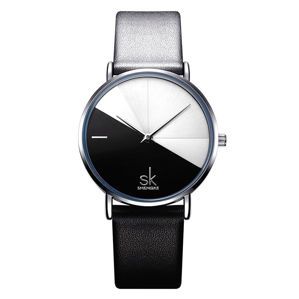 SK Top Luxury Leather Watches Women Creative Fashion Quartz Watches For Reloj Mujer Ladies Wrist Watch SHENGKE Relogio Feminino