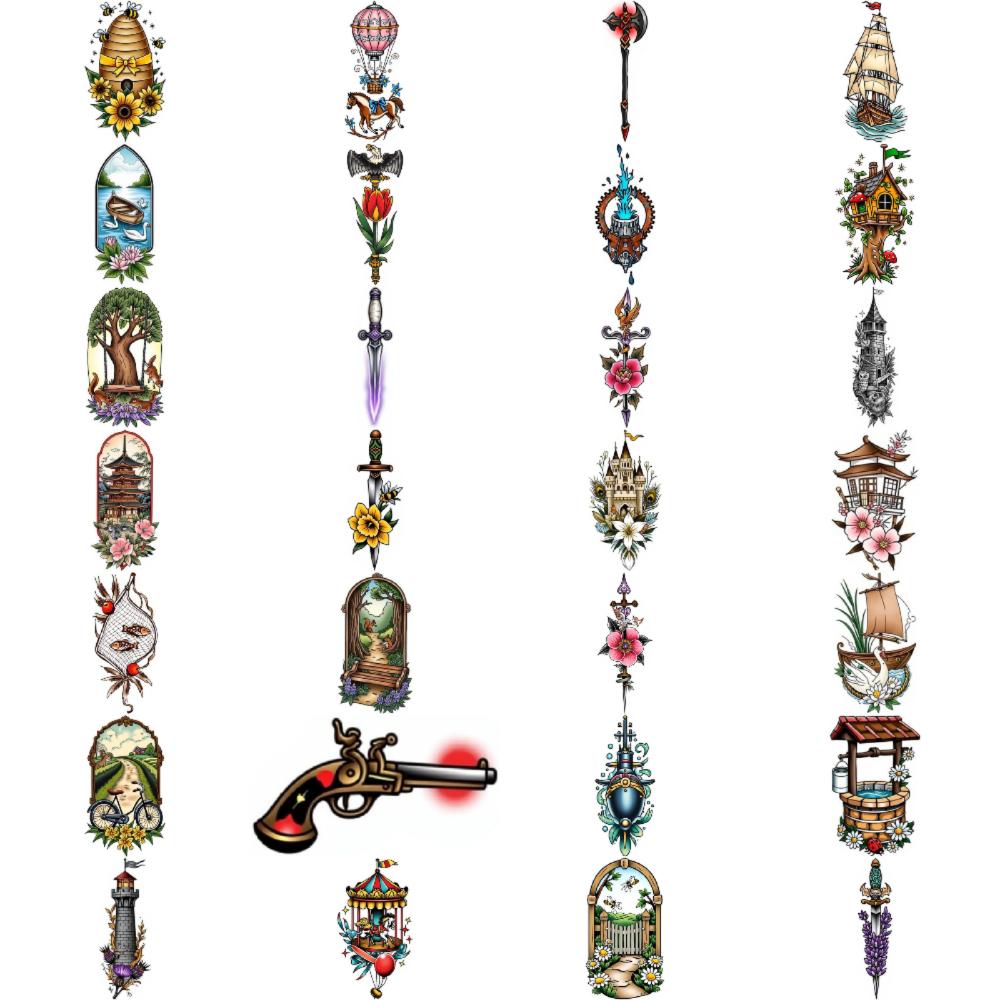 28 шт. Временные татуировки Наклейки с временными татуировками Ведро Улей Пчеловодство Домик на дереве Для рук Мужчины Женщины