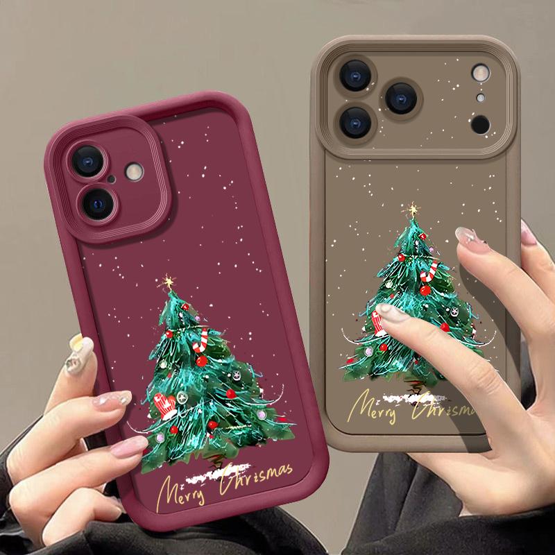 Christmas Tree Pattern Case For iPhone 17 Air 16e 16 15 14 Pro Max 13 17 Pro Max 17 Pro 17 Shockproof Soft TPU Silicone Phone Cover Funda