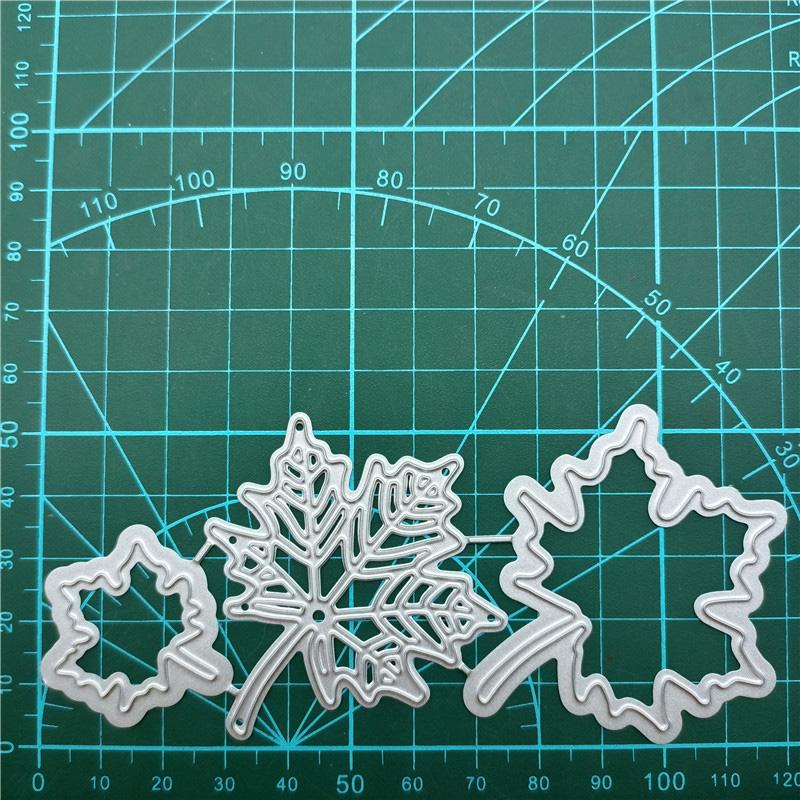 Металлический трафарет с тремя кленовыми листьями, тиснение, вырубные штампы для Diy, скрапбукинг, тиснение бумажных карт, ремесленный декор