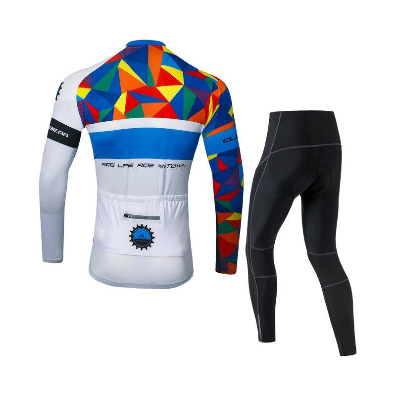 Мужские комплекты для езды на велосипеде с длинными рукавами, одежда для защиты от пота, костюмы с 3D набивкой, подушка для велоспорта, трикотажные изделия для велоспорта