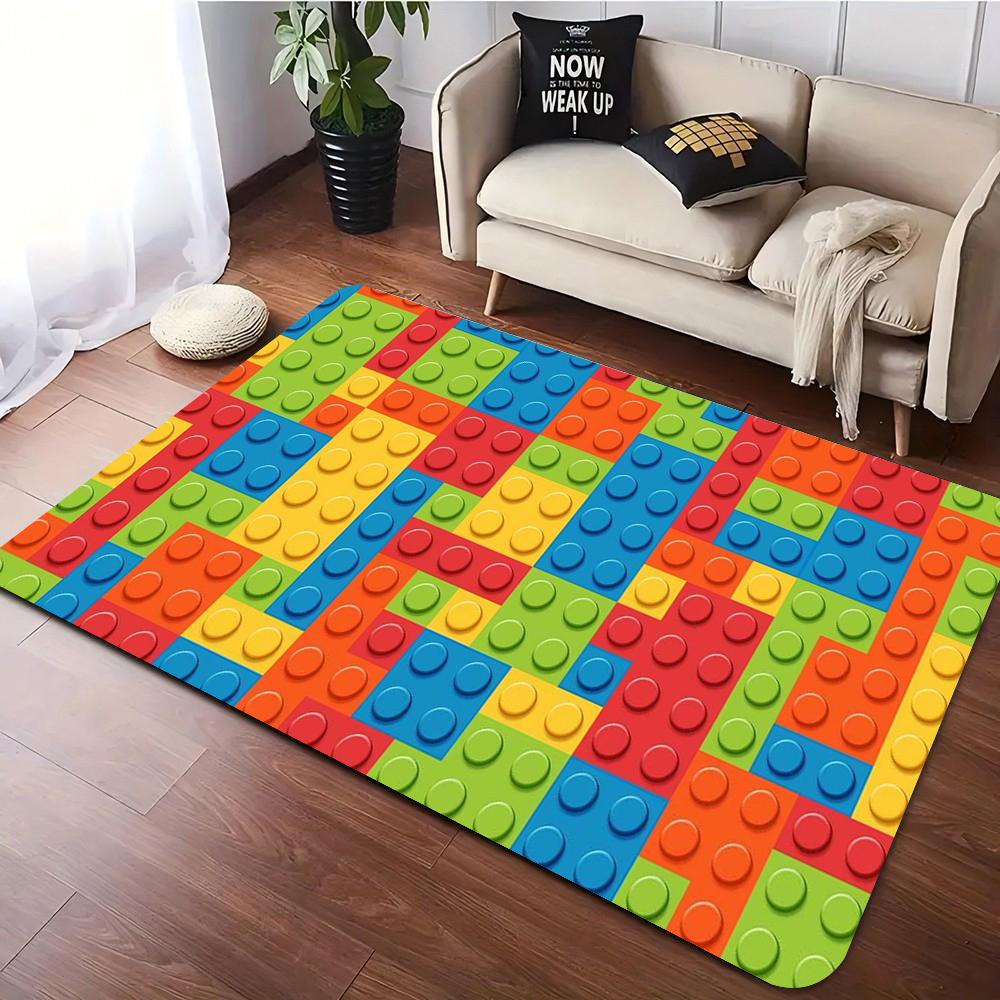 Colorful Building Block Carpet Kid's Play Mat Living Room Rugs Bedroom Bedside Soft Rug Nursery Crawl Floor Mat Hallway Rug