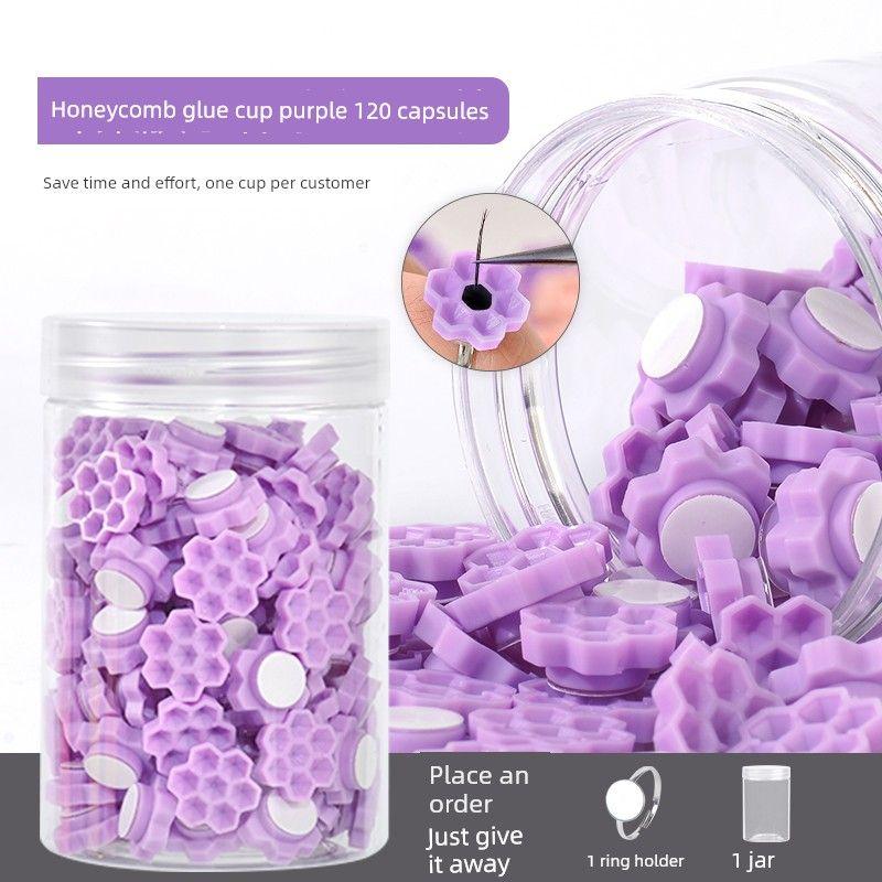 Magic Eyelash Glue Cup Self-Adhesive Plum Blossom Cup with Built-In Adhesive for Eyelash Extension Honeycomb Glue Cup Special Tool