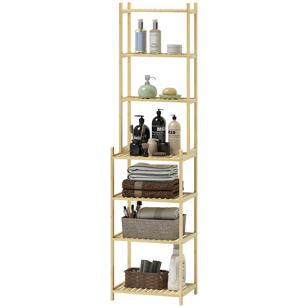 7 Tier Bamboo Bathroom Shelf For Kitchen Bathroom Living Room 44 X 33 X 180 Cm Natural Wood