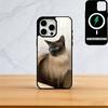 S-Сиамская кошка Милый чехол для телефона для iPhone 17, 16, 15, 14, 13, 12, 11 Plus, Pro Магнитный с беспроводной зарядкой MagSafe