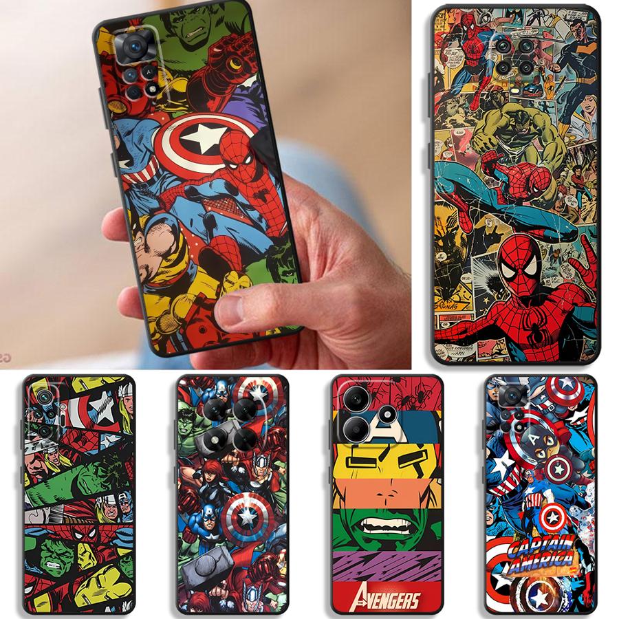 Чехол для телефона Funda для Xiaomi Redmi Note 10S 9S 7 8 10 13 Pro Plus 11 11s 12s 14 12 Pro 9 Marvel Мстители Капитан Америка