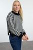 Women's Fashion Stylish Sweater Black Basic Striped Knitwear Sweater
