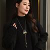 One And Two Autumn And Winter Sweater Chains Are Bow Tassel Long Necklace Temperament Brooch.