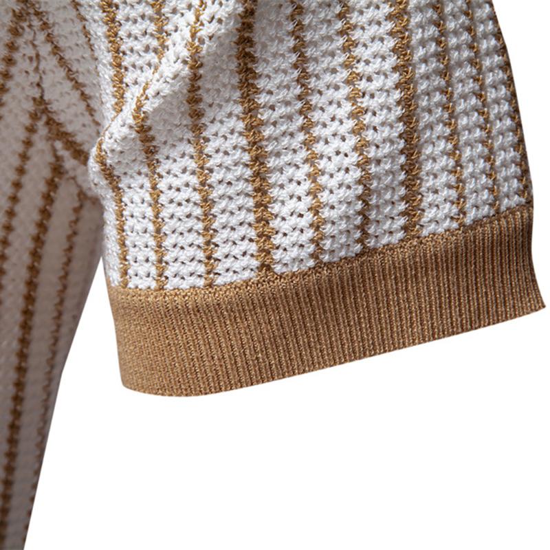 Camel 2025 Лето Вышитая Новая Мужская Рубашка Поло С Коротким Рукавом Трикотажная Полосатая Модная Деловая Рубашка Поло Для Мужчин