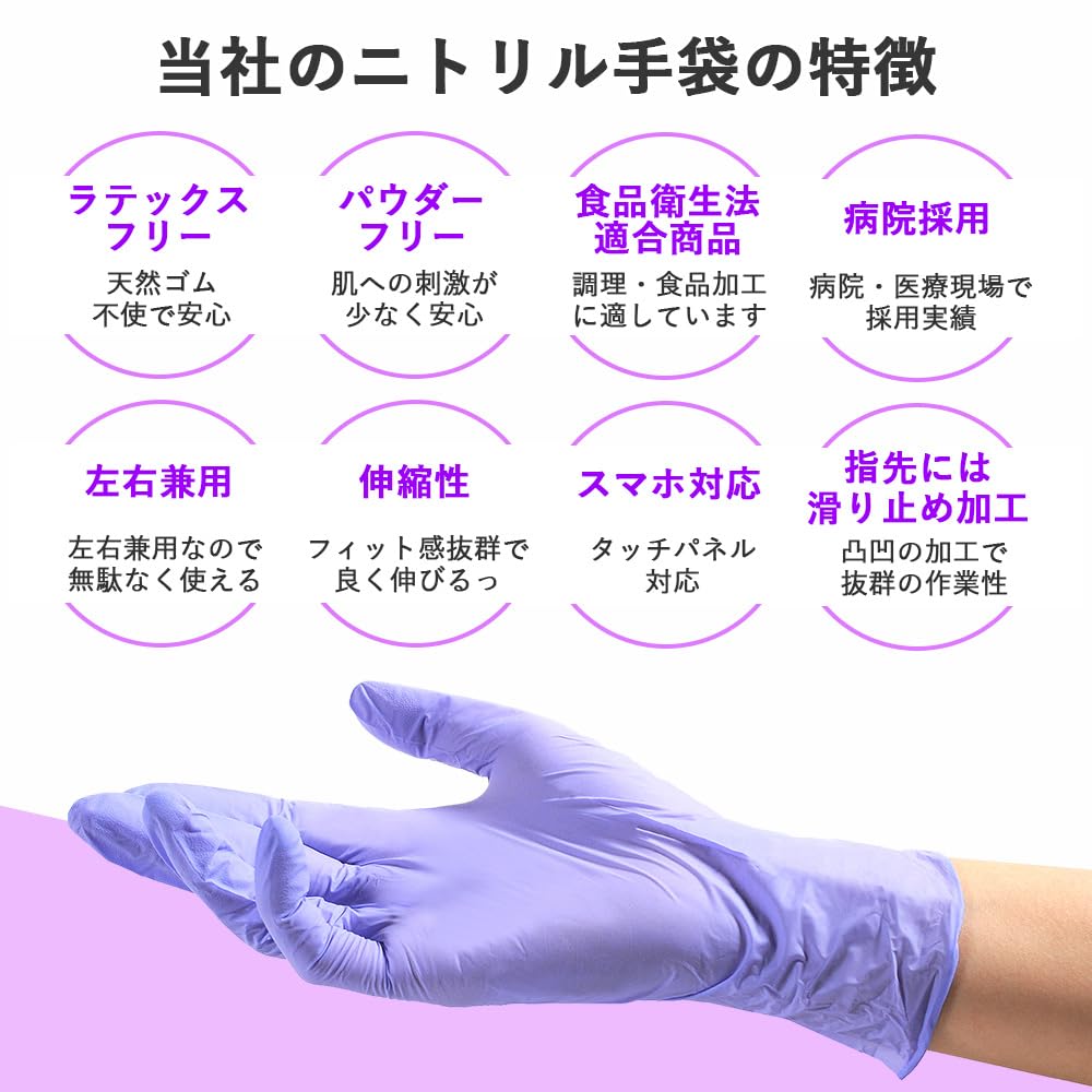 Meisei Nitrile Одноразовые перчатки для больниц, принятые в соответствии с законом о санитарии, резиновые для левых и правых медицинских пищевых продуктов, для домашнего коммерческого использования [ANYCL],