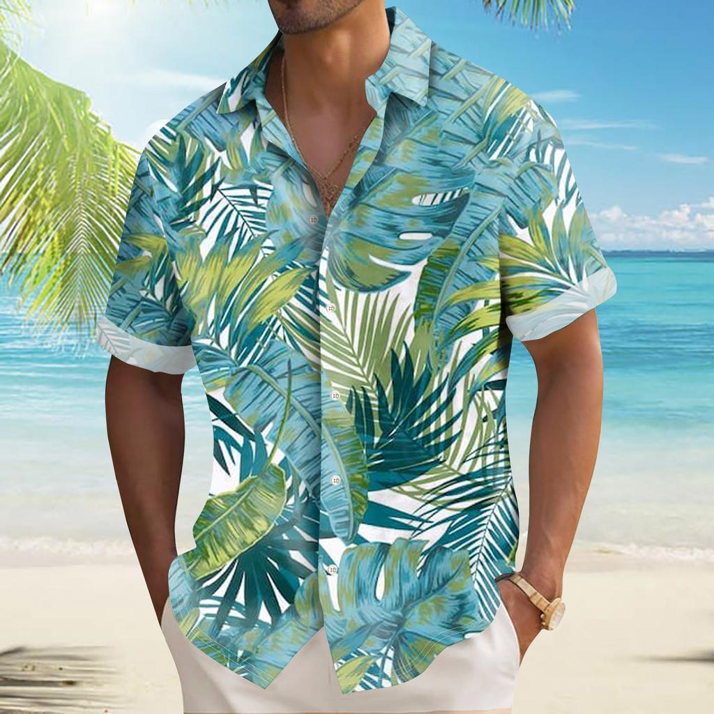 Гавайская рубашка для мужчин, мужские винтажные рубашки для боулинга на пуговицах, летняя пляжная рубашка с коротким рукавом