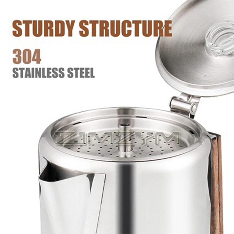 9 Cup Coffee Percolators 1500ml Stainless Steel Coffee Maker Portable Camping Home Stovetop Coffee Pot With Comfort Grip