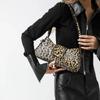 French Style Underarm Bag for Women Brown Black Leopard Handbag Clutch Bag Female Vintage PU Leather Crossbody Bags Versatile