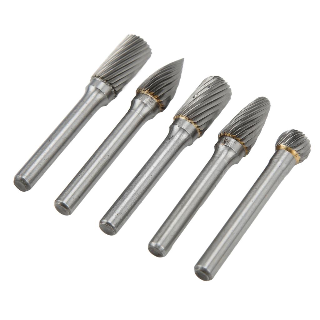 5Pcs Set Rotary Burrs Set 6x10mm Tungsten Carbide Bits for Polishing Grinding Engraving DrillingACDFG