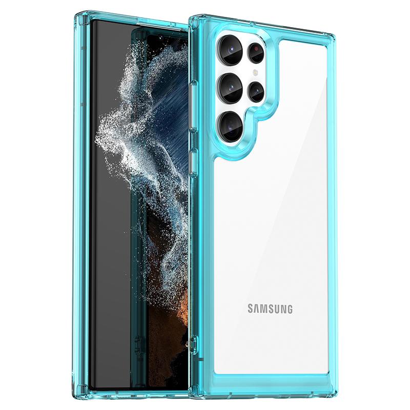 Цветной ТПУ Мягкий Каркас + PMMA Жесткий Прозрачный Чехол Для Samsung S23 Ultra S22 Ultra Plus FE A54 A53 A13 A33 A34 A24 Ударопрочный Чехол