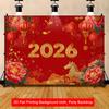 1 piece 2026 New Year of the Horse design festive red background for home, party and Lunar New Year celebrations