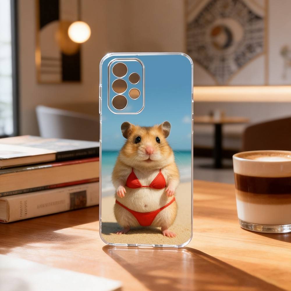 Cute Animal fluffy Hamsters  Phone Case Transparent Silicone Soft For Samsung S25,S24,S21,S22,S23,S30,Ultra,S20,Plus,Fe