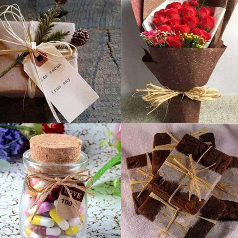 200M Raffia Paper Twine Rope Gift Wrap Ribbon Bouquet Wrapping DIY Crafts For Party Wedding Decoration