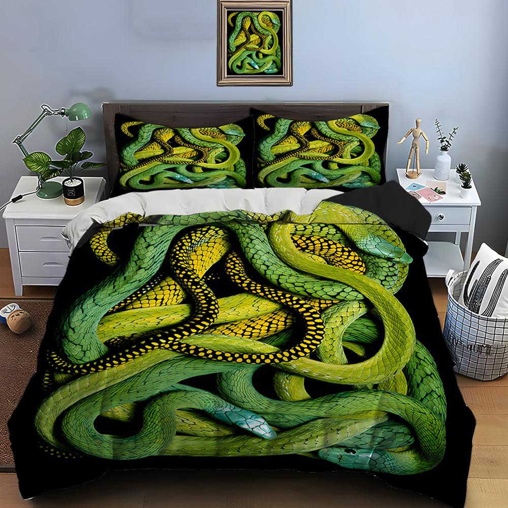 10 Sizes HD Snake Print Bedding Set Duvet Cover 1 Duvet Cover 2 Pillowcases Adult and Children Bedding Set Luxury for Gifts