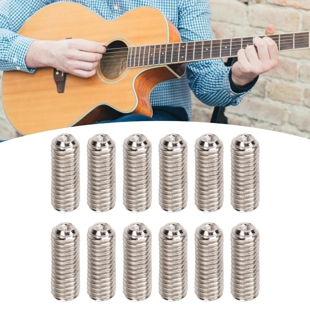 12PCS Metal Guitar Bridge Saddle Screws Silver Color Guitar Bridge Hardware Kit For Electric Guitar