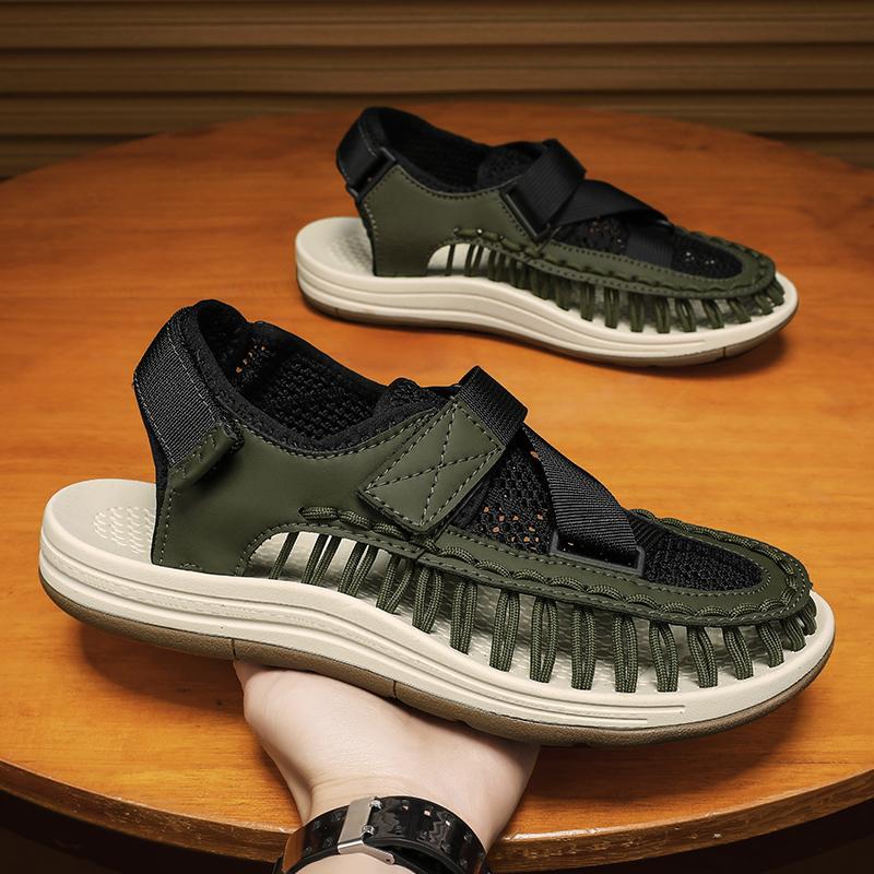 Мужские летние сандалии Пляжная обувь на мягкой подошве Мужские плетеные повседневные тапочки 39-47
