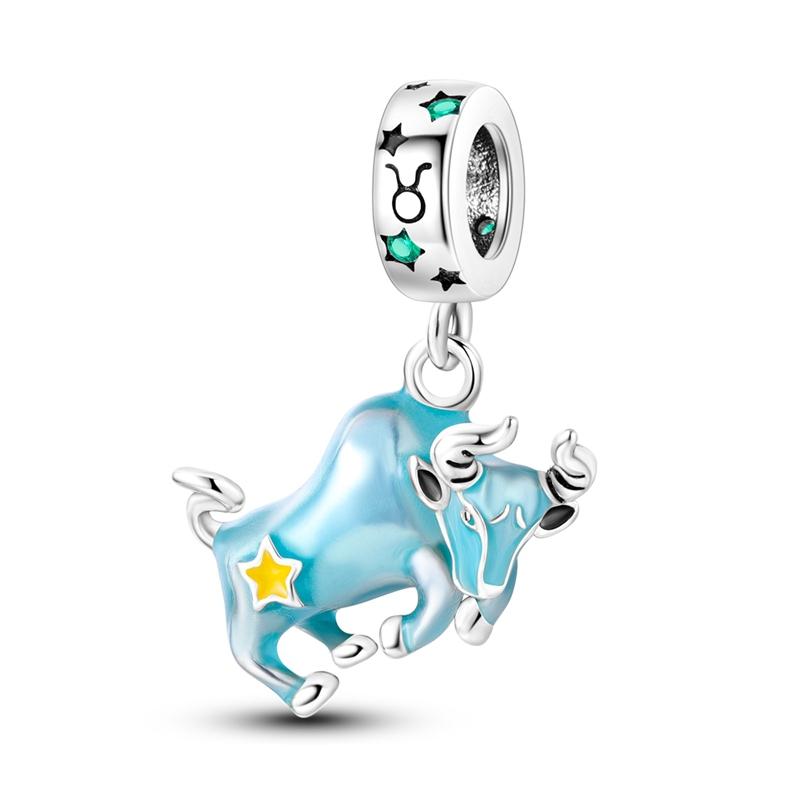 Медь 12 Знаков Зодиака Флуоресцентные Двенадцать Созвездий Знак Зодиака Бусины Подвески Подходят для Оригинального Браслета Ожерелья Подвеска-Шарм