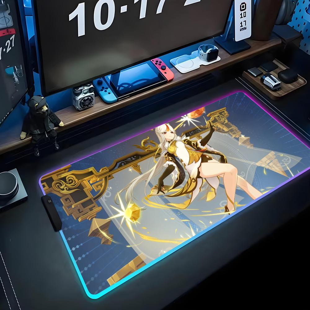 Mingguang Коврик для мыши RGB Игровой коврик для мыши Большой светодиодный коврик Настольный коврик для ПК Светящийся коврик для мыши Большие коврики для клавиатуры Настольный ковер с подсветкой