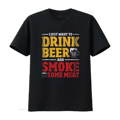 Мужская смешная футболка для шеф-повара BBQ, любителя пива и копченого мяса, для гриля, черная, 2XL, винтажная, стиранная, уличная одежда, унисекс, мягкая, дышащая