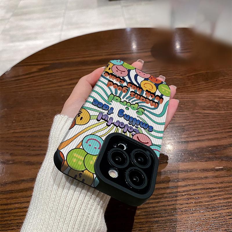 Кожаный мягкий силиконовый чехол со смайликом и принтом Emoji для телефона, задняя крышка с объективом камеры, полная защита