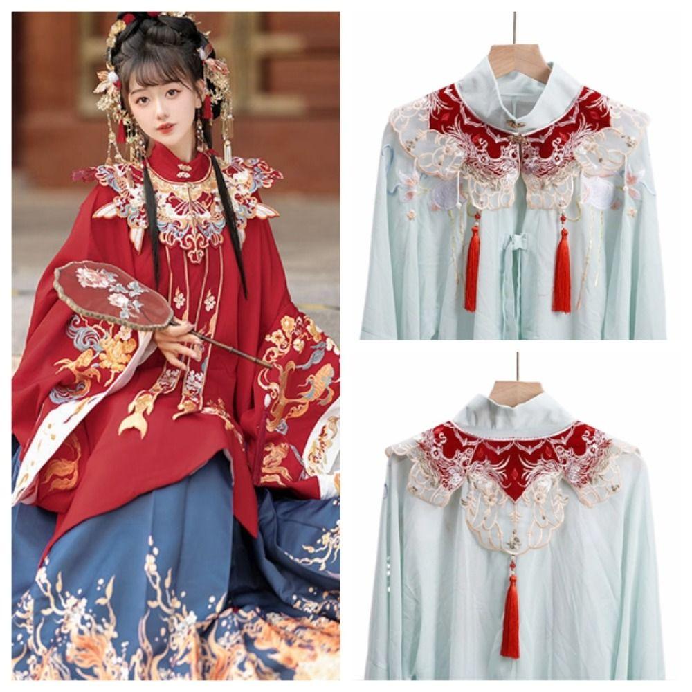 Chinese Style Hanfu Shoulder Collar Embroidered Cheongsam Shawl Hanfu Collar for Women/Girls